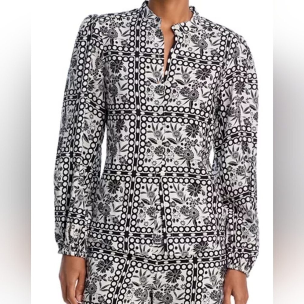 AQUA tile Print Blouse